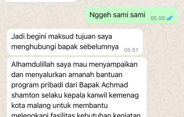 Penipuan Bermodus WhatsApp Kembali Marak, Kepala Kemenag Kota Malang Jadi Sasaran Penipuan Bermodus WhatsApp Kembali Marak, Kepala Kemenag Kota Malang Jadi Sasaran